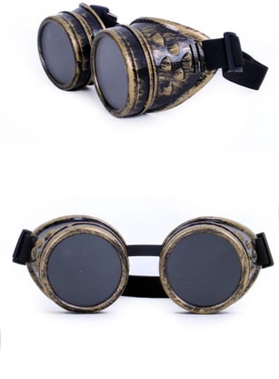 KIMU® Goggles Steampunk Bril - Brons Montuur - Zonnebril Glazen - Goud Bronzen Motorbril Burning Man Rave Space Stofbril Zijkleppen Festival