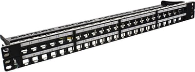 InLine® Patch panel lege plaat 48-voudig,voor RJ45 Keystone Snap-In 19/1U,zwart