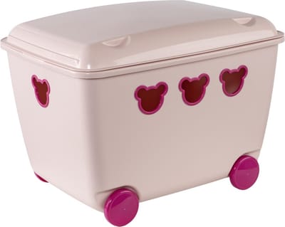 Speelgoedopberger - Grote container voor speelgoeden op wielen 55L BranQ Teddy roze
