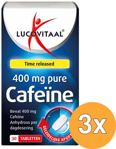 3x Lucovitaal Pure Cafeïne 400Mg (30 tabletten)