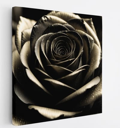 Saammp Canvas Schilderij - Elegante Zwarte Roos - Natuur - Modern - 20x20 - Foto op canvas - Wanddecoratie - Muurdecoratie Woonkamer - Kantoor Decoratie