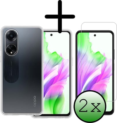 Hoesje Met 2x Screenprotector - Geschikt voor OPPO A98 - Sterk & Shockproof - Back Cover - Siliconen Case - Telefoon Hoes - Transparant