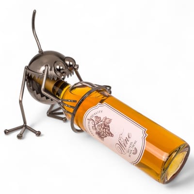 Dailygoods- Wijnflessenhouder Grappige Monster - Decoratieve Flessenhouder - Handgemaakt van IJzer - Compact 15 x 11 x 18 cm - Voor 1 Fles tot 0,75 Liter - Unieke Tafeldecoratie - Wijnstandaard