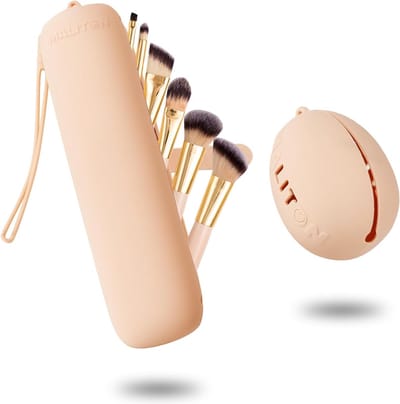 Make-upkwastentas, Travel Essentials, 1 stuks siliconen kwasten, opslag met upgrade, anti-val-out magneetband + 1 stuks beauty-blender case voor dames, make-upkwastenhouder voor op reis