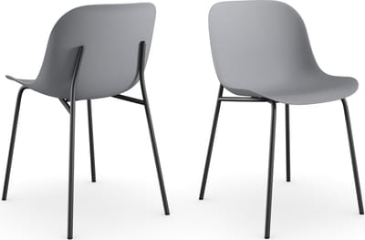 Ocean-Eetkamerstoelen set 2 gerecycled plastic grijs metalen poten