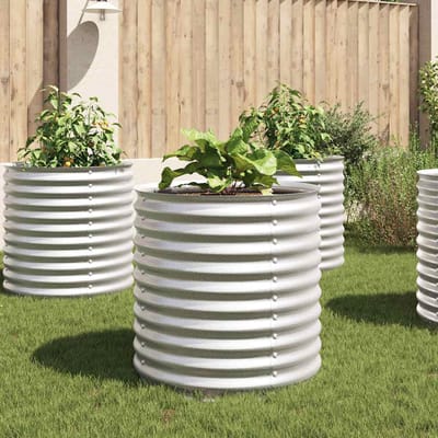 vidaXL - Plantenbak - verhoogd - 80x80x81 - cm - gegalvaniseerd - staal - zilver