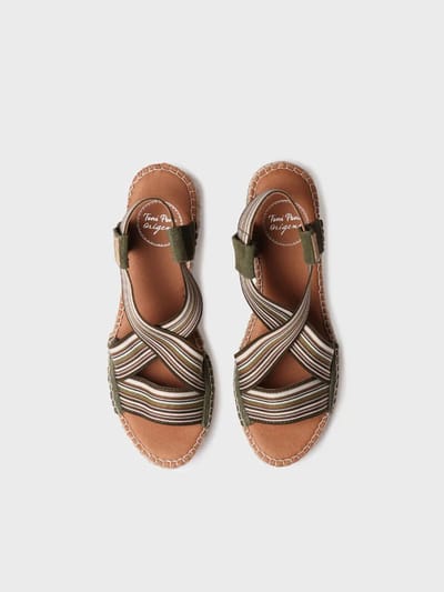 Dames espadrille met sleehak en elastische banden | TINA