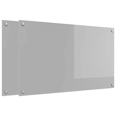 vidaXL - Keuken - Spatscherm - 2 - pcs - Lichtgrijs - 100 - x - 60 - cm - gehard - glas