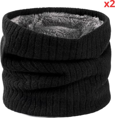 Bovista Nekwarmer - Heren - Dames - Fleece - Motor - Bandana - Masker - Colsjaal - Winter - Sjaal - Gewatteerd - 2x Zwart en 2x Donker Grijs