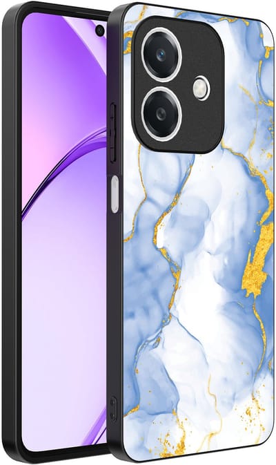 Smartphonica Telefoonhoesje Geschikt voor Oppo A3 - A3X met Lichtblauw Goud Marmer Opdruk - TPU Backcover Case Lightblue Gold Marble Design geschikt voor Oppo A3;Oppo A3X