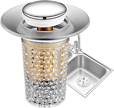 Afvoerstopper Gootsteen - Klep Afvoer - Waterdicht Afsluiten - Geurloos Ontwerp - 6 cm Diameter - Transparant
