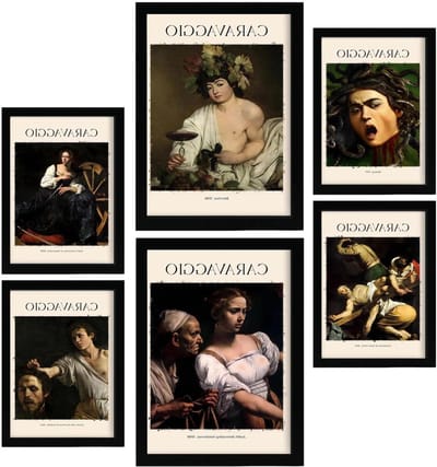 Poster Set - Wanddecoratie Prints - Woonkamer Decoratie - Set van 6 - A4 en A3 - Caravaggio