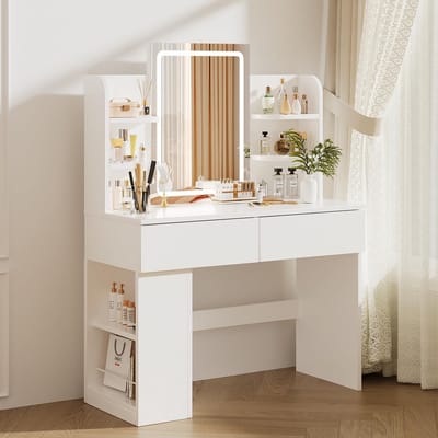 Make Up Tafel met Spiegel - Kaptafel voor Meisjes - Hollywood Spiegel met Verlichting - Praktisch