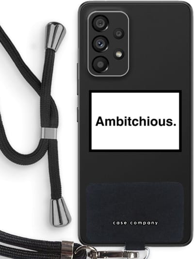 Case Company® - Hoesje met koord geschikt voor Samsung Galaxy A53 5G hoesje met Koord - Ambitchious - Telefoonhoesje met Zwart Koord - Bescherming aan alle Kanten en Over de Schermrand