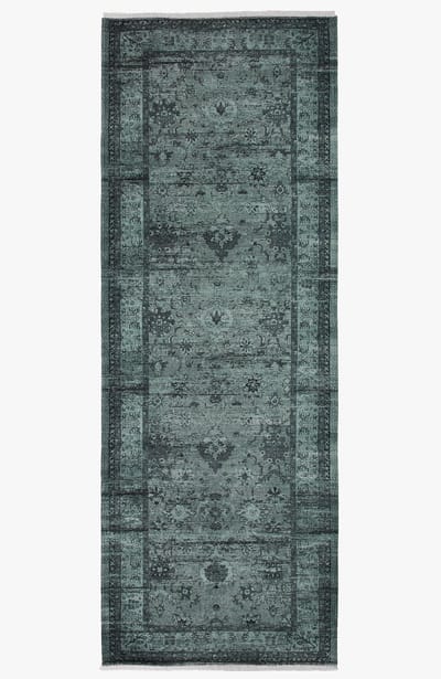 Kelim Vintage Vloerkleed - Groen 80 x 215 cm - Premium Laagpolig Woonkamer Tapijt - Boho Stijl - Anti-Slip, Machinewasbaar & Super Zacht