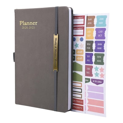Dailygoods- Agenda 2024-2025 - A5 Weekplanner - 18 Maanden - Lederen Band - Binnenzak - Penlus - 21 x 14,5 cm - Planner
