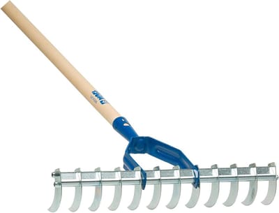 Grashark Blauw - Hark met 16 tanden - Gazon Onderhoud - Robuust Ontwerp - 41 x 26.5 cm