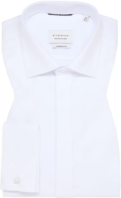 ETERNA modern fit overhemd - dubbele manchet - niet doorschijnend twill heren overhemd - wit - Strijkvrij - Boordmaat: 44 (EU maat: XL)