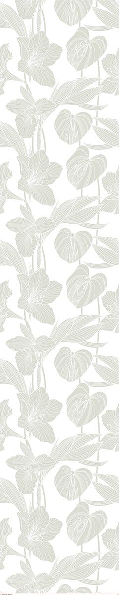 Voorgelijmd vliesbehang - TROPISCHE BLOEMEN EN GRIJZE BLADEREN - 1 rol van 300x60 cm