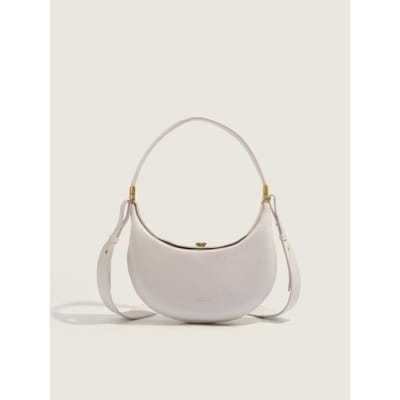 Sac Lune Courbée Haut de Gamme Design de Niche Cuir PU Sac Croissant Décontracté Polyvalent Luxe Léger Sac Épaule Aisselle Sac Bandoulière pour Femmes white