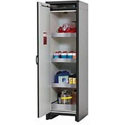 Veiligheidskast type 30 asecos Q-CLASSIC-30, scharnierende deur, links scharnier, front asecos zilver, B 564 x D 620 x H 1947 mm