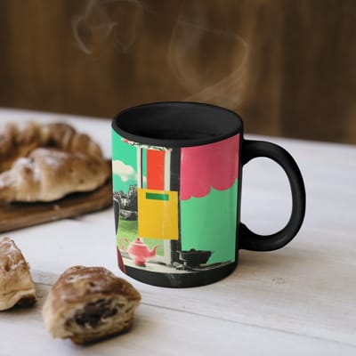 Magische Mok - Foto op Warmte Mokken - Koffiemok - Vrouw - Keuken - Katten - Doorkijk - Magic Mok - Beker - 350 ML - Theemok