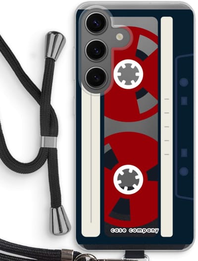 Case Company® - Hoesje met koord geschikt voor Samsung Galaxy S24 hoesje met Koord - Here's your tape - Telefoonhoesje met Zwart Koord - Bescherming aan alle Kanten en Over de Schermrand