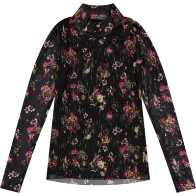 Ted Baker Dames Bloemen Hoge Hals Top (Zwart)