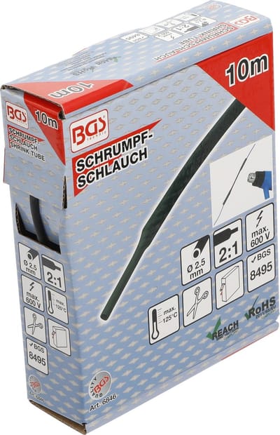 BGS krimpkousdoos zwart Ø 2,5 mm 10 m - 6846