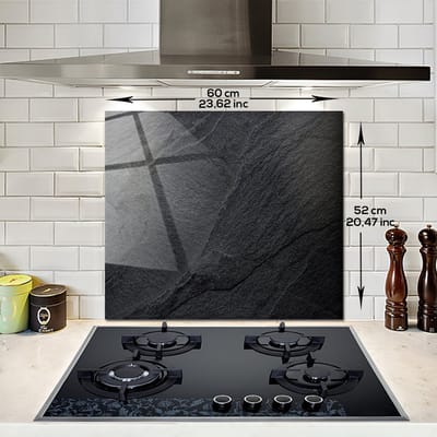 Black Rock Patroon Tempered Glazen Spatbescherming Voor Achter de Kookplaat 52cm x 60cm
