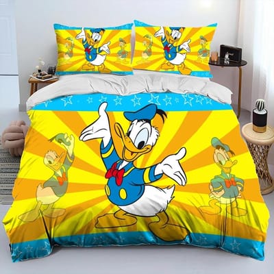 Mickey Mouse Cartoon Donald Duck HD Dekbed Beddengoed Set Dekbedovertrek Bed Set Dekbedhoes Kussensloop Queen Beddengoed Set Volwassene Kind EU Single(135*200cm)3pcs