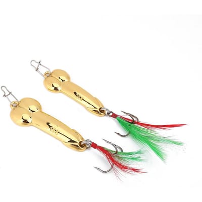 Lot de 2 leurres de pêche vibrants en métal, kit de leurres durs avec hameçon (5gOr+20gOr) 10g Gold+15g Gold beige