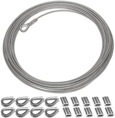 Duurzaam 2mm x 10m Kabeltouw van RVS voor Ophangdoeleinden, Inclusief Aluminium Klemmen en RVS Ringen voor Terras en Balustrades