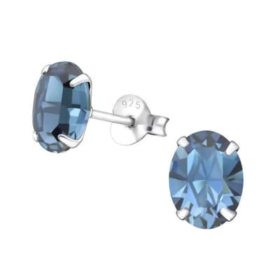 Aramat Jewels | Oorbellen | Zilveren Kristallen Oorbellen ovaal | 8x6mm / Black Diamond | | | Zilver | Kinderen, Volwassenen | Verkleurd niet