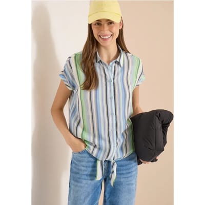 Overhemdblouse met strepen en knopen
