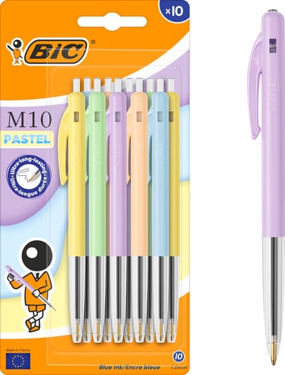 BIC M10 Original Pastel - Balpennen - Pen - Uitschuifbaar - Klikmechanisme - Balpen - Pennen - 10 Stuks