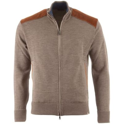 Paul & Shark Vest Shark Tag Velvet Soft Cool Touch Wool Full Zip Driftwood / male