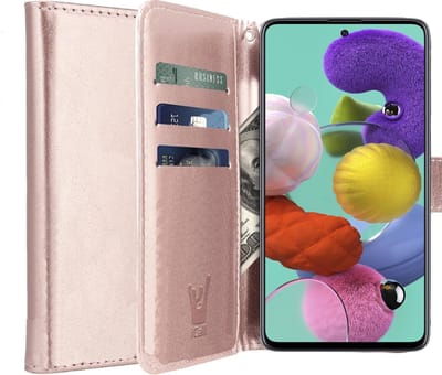 Hoesje geschikt voor Samsung Galaxy A51 - Book Case Kunstleer Pasjeshouder Rosegoud