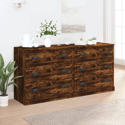 vidaXL - Dressoirs - 2 - st - bewerkt - hout - gerookt - eikenkleurig