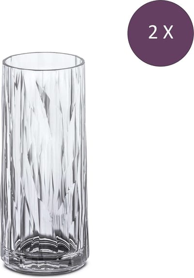Koziol - Superglas Club No. 03 Longdrinkglas 250 ml Set van 2 Stuks Luxury Light Grey - Thermoplastic - Grijs -