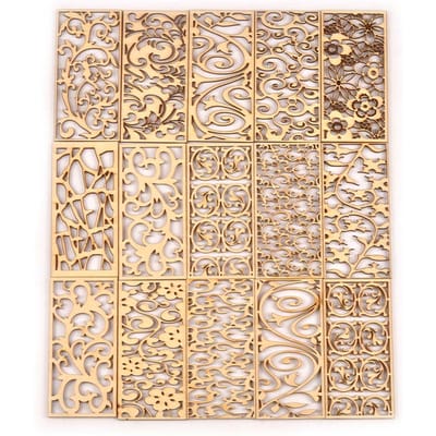 5 stuks/set Holle Rechthoek Houten Knutsels Voor DIY Scrapbook Houten Plakjes Versiering Huisdecoraties Handgemaakte Ornamenten