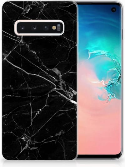 Samsung Galaxy S10 TPU Siliconen Hoesje Marmer Zwart - Origineel Cadeau Vader