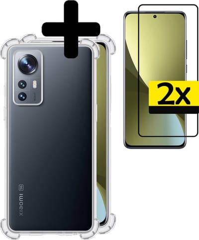 Hoesje - Met Screenprotector - 2 Stuks - Geschikt voor Xiaomi 12 - Sterk & Shockproof - Siliconen Case - Back Cover - Telefoon Hoes - Shock Proof - Telefoonhoesjes - Transparant