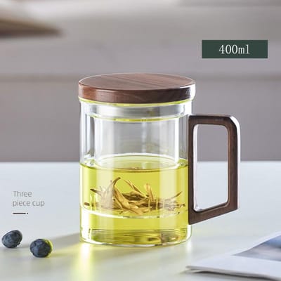 Glazen Theekop Met Houten Handvat Chinese Hittebestendige Puer Filterkopjes Hoge Kwaliteit En Handige Kung Fu Theekop Set 400-525ml gray