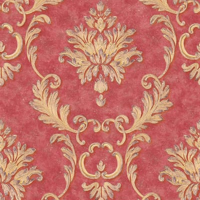 Barok behang Profhome 324226-GU vliesbehang licht gestructureerd in barok stijl mat rood goud 5,33 m2