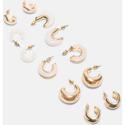 Stradivarius Set van 6 hars oorbellen  Goud OS