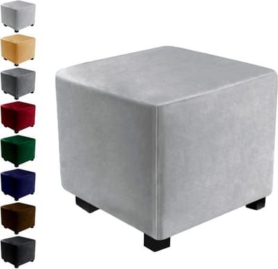 Voetenbank Hoezen - Poef Overtrek - Meubels Beschermen - Elastisch Fluweel - 30x30x30 cm - Bruin
