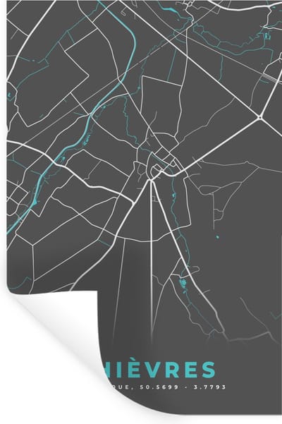 Muurstickers - Sticker Folie - Stadskaart – Grijs - Kaart – Chièvres – België – Plattegrond - 20x30 cm - Plakfolie - Muurstickers Kinderkamer - Zelfklevend Behang - Zelfklevend behangpapier - Stickerfolie