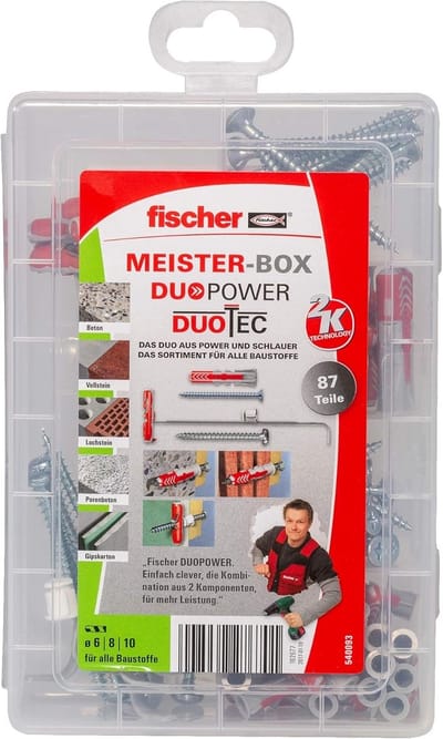 Universele pluggen assortiment - Kunststof pluggen - Alle bouwmaterialen - Intelligente zelfactiverende functies - 87-delig - Zilver/Zwart