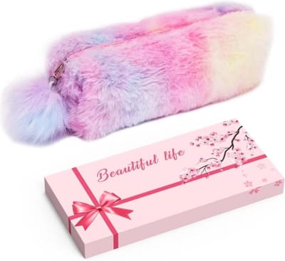 Pluche regenboog etui potlood etui pluizige etui schattige regenboog potlood houder zachte potlood etui pluizige potlood tas make-up zakje grote capaciteit schoolbenodigdheden